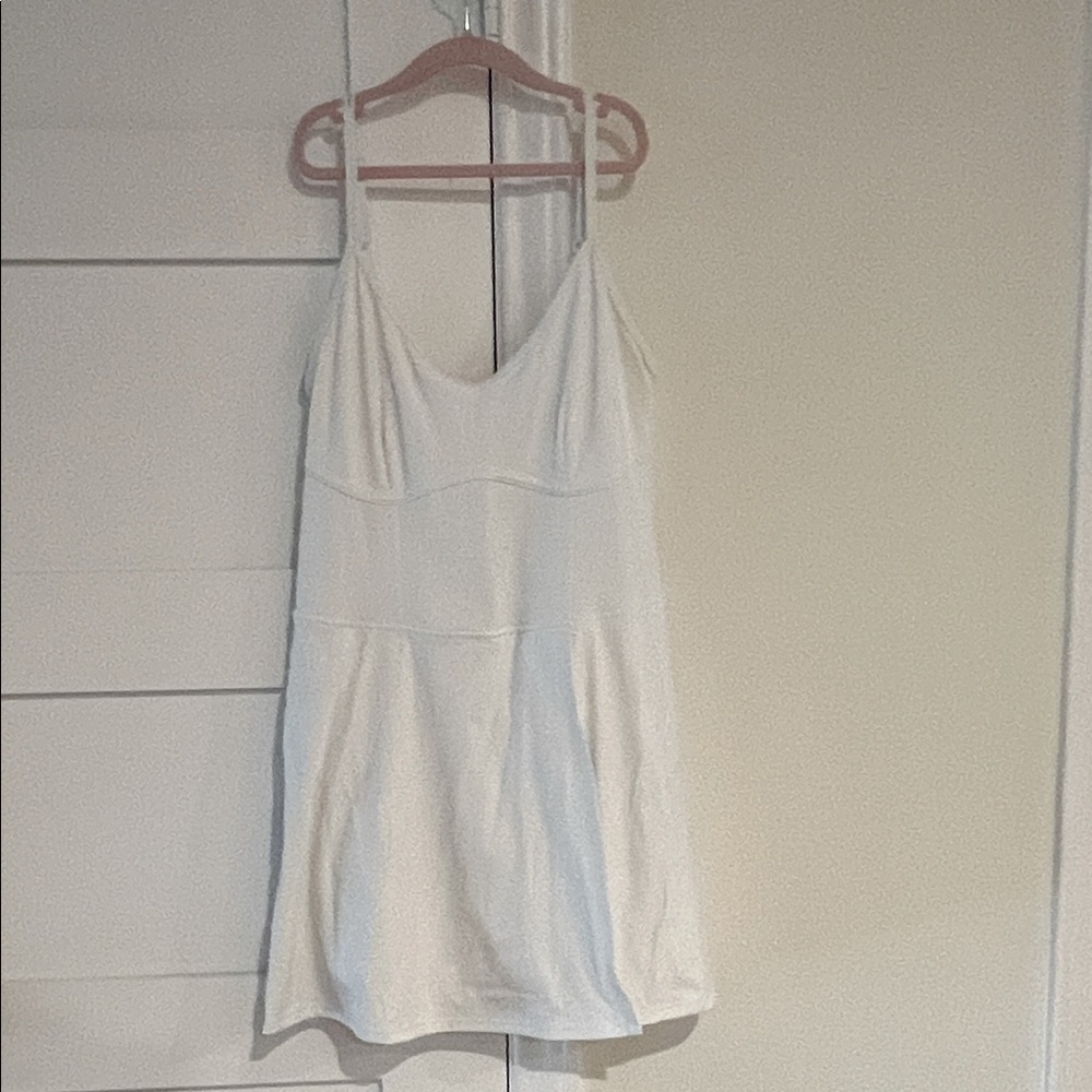 JoyLab White Spaghetti Strap Active Dress with Built In Shorts Size Medium EUC